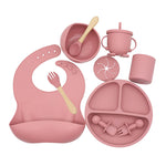 Silicone Baby Feeding Set 10PCS – Newborn Essentials Mealtime Kit for Baby Care, Infant Feeding & Safe Baby Essentials