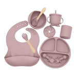 Silicone Baby Feeding Set 10PCS – Newborn Essentials Mealtime Kit for Baby Care, Infant Feeding & Safe Baby Essentials