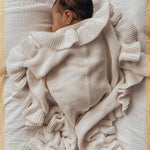Knitted Baby Blanket Ruffle Swaddle Wrap – Soft Newborn Essentials Stroller Blanket for Baby Comfort & Daily Baby Care