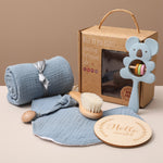 Newborn Baby Gift Set Swaddle Blanket & Teether – Baby Essentials Kit for Newborn Comfort, Baby Care & Milestone Moments